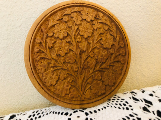 Carved Wood Floral Trivet