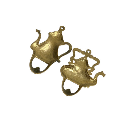 Brass teapot shaped hooks (set of 2)