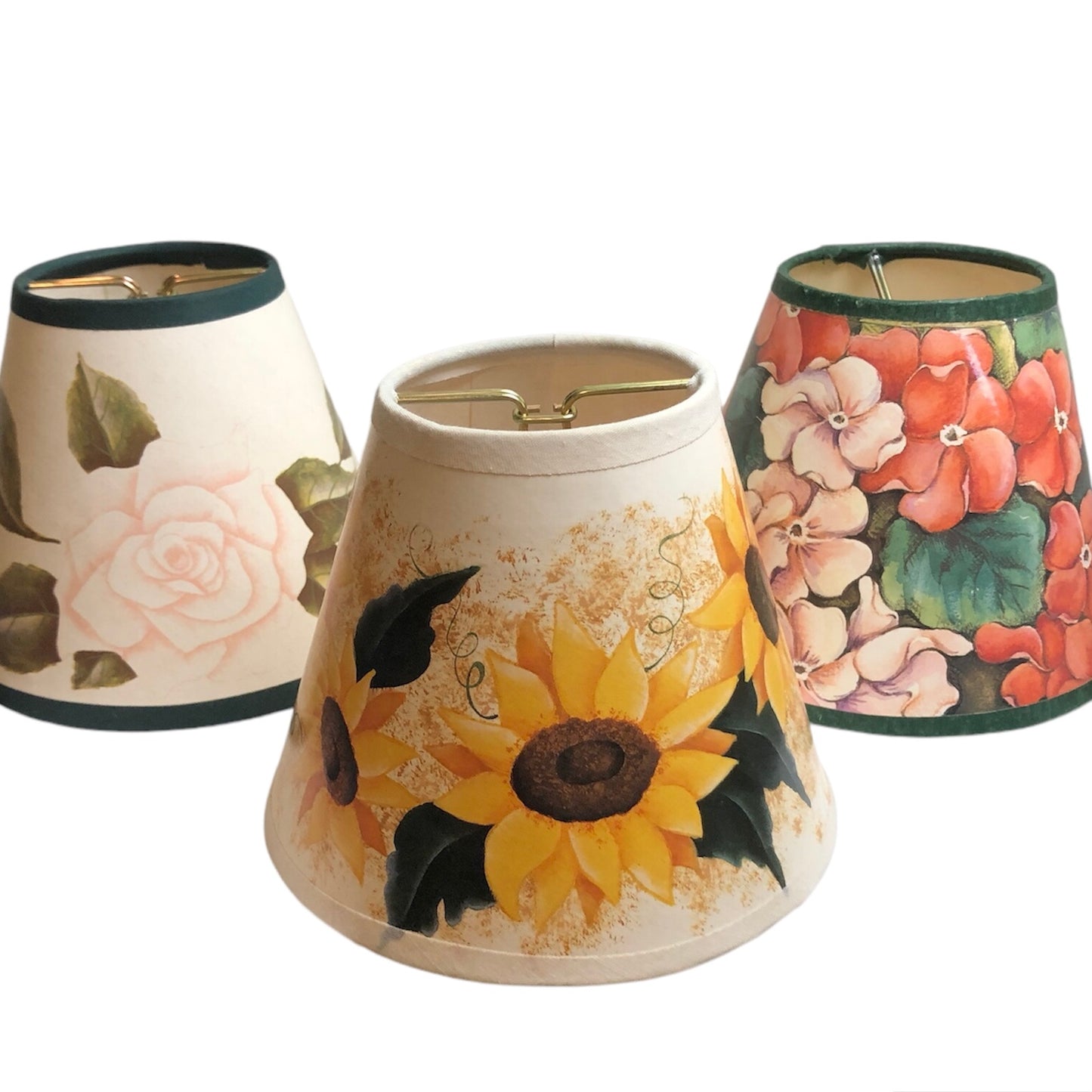 Mini paper lamp shades (sunflower, rose, geraniums)