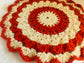 Orange and White Crochet Doily