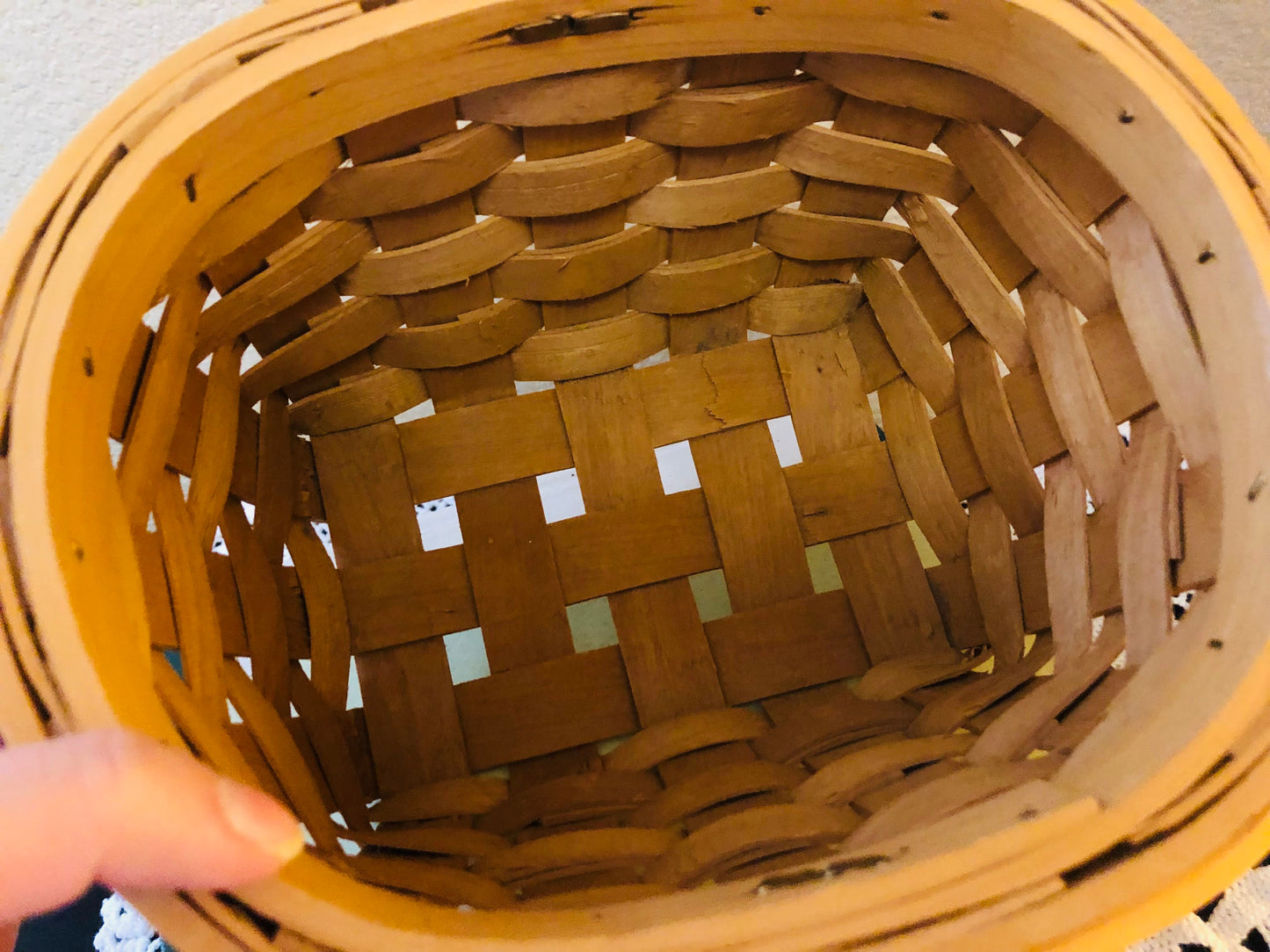 Wood Weave Basket With Handle