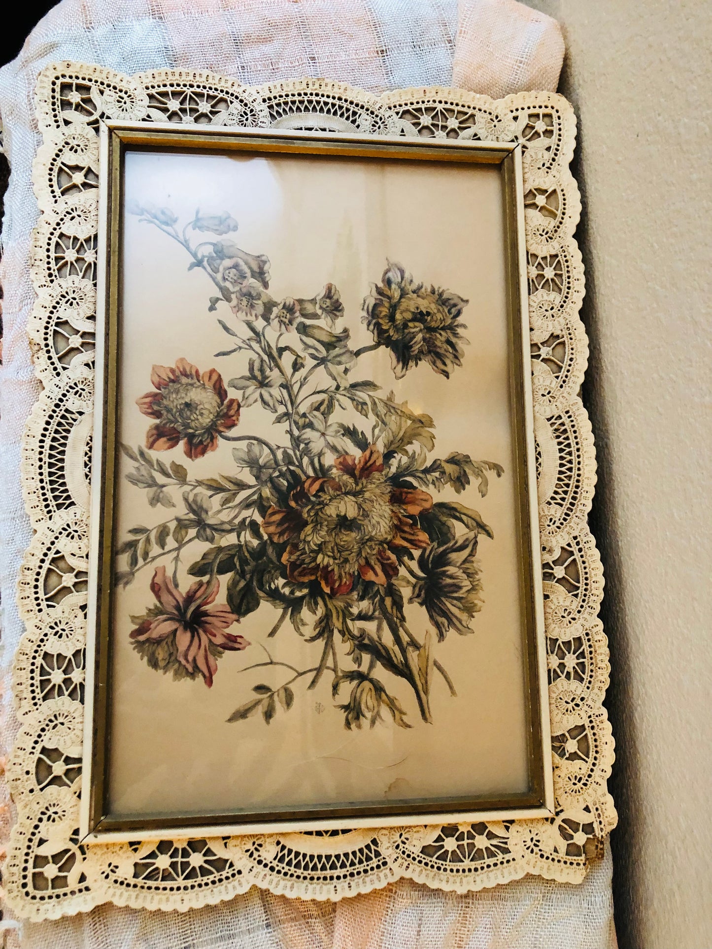 1940s Floral Art with Detailed Frame- I.B. Fischer