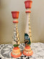 Hand Painted Cottage Candlesticks