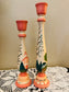 Hand Painted Cottage Candlesticks