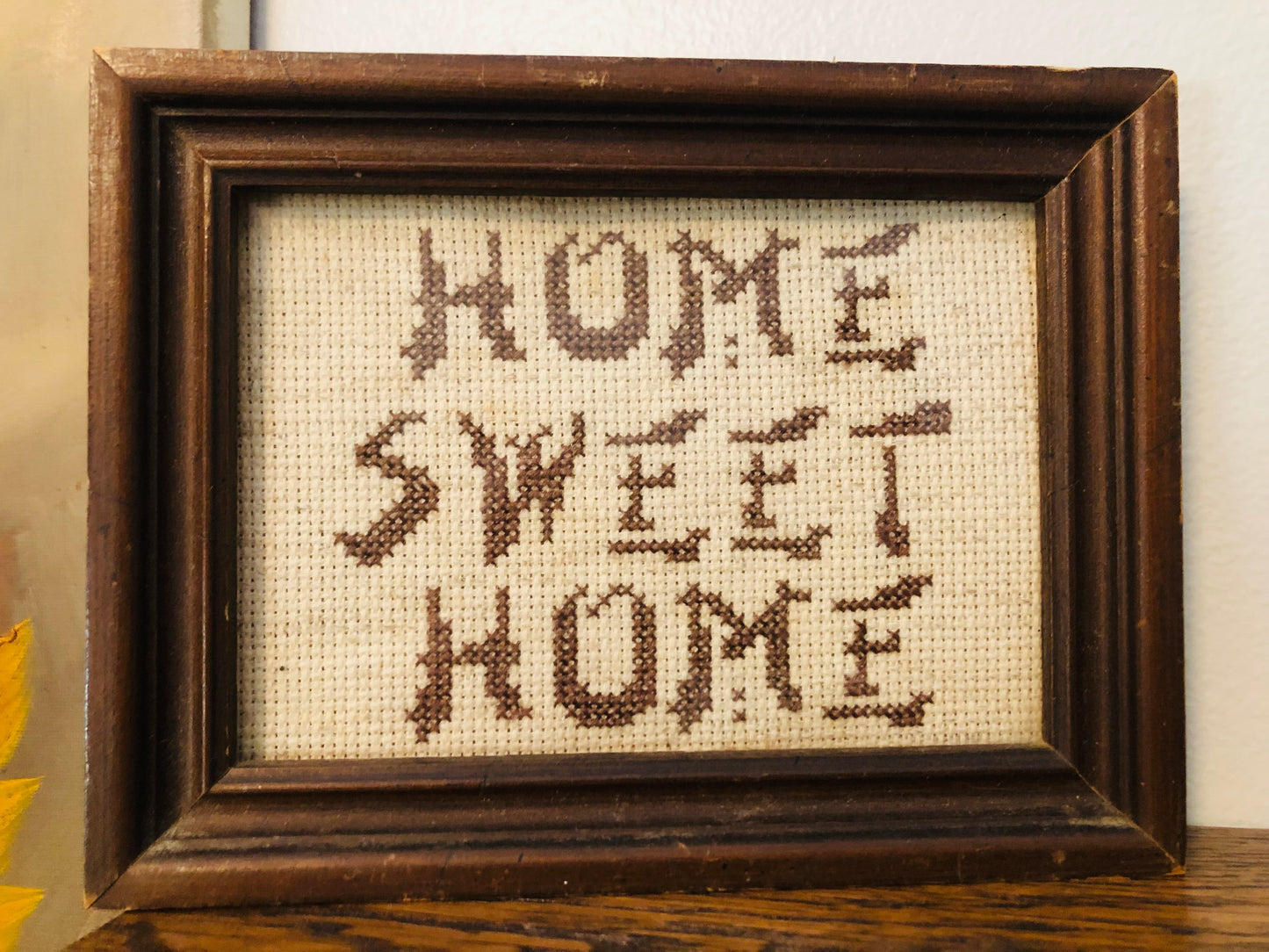 Wood Framed Cross Stitch “Home Sweet Home”