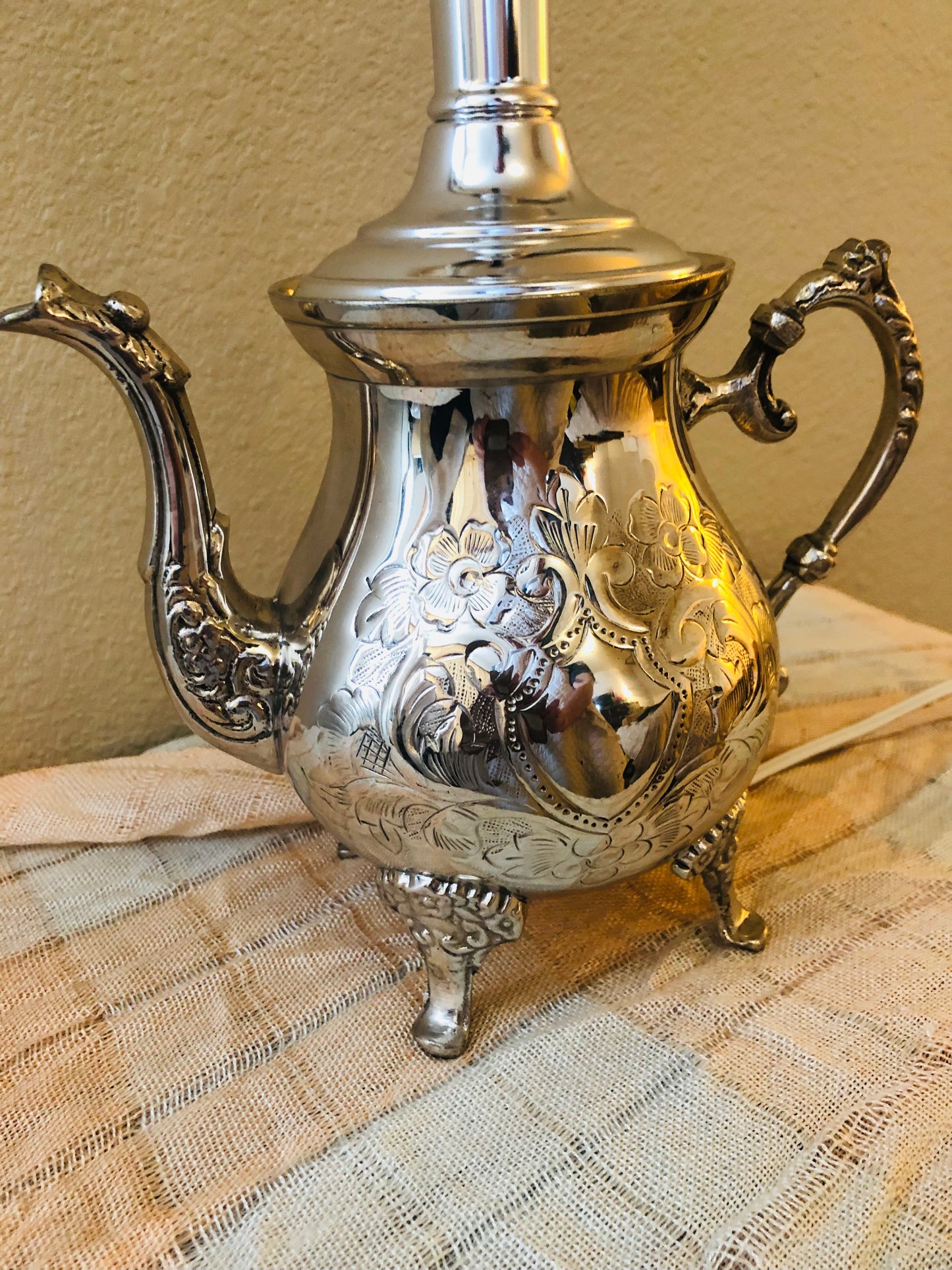 Silver Teapot Lamp - Made In India