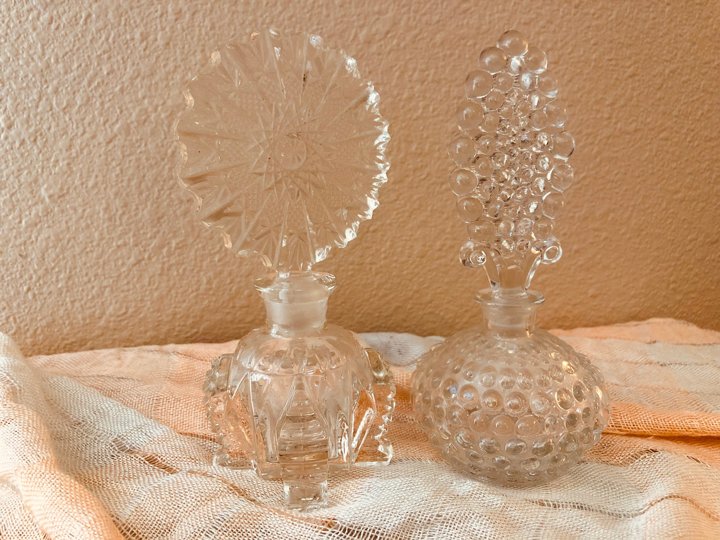 Vintage Glass Perfume Bottles - set of 2