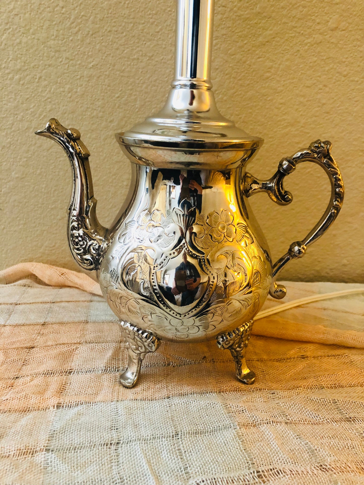 Silver Teapot Lamp - Made In India