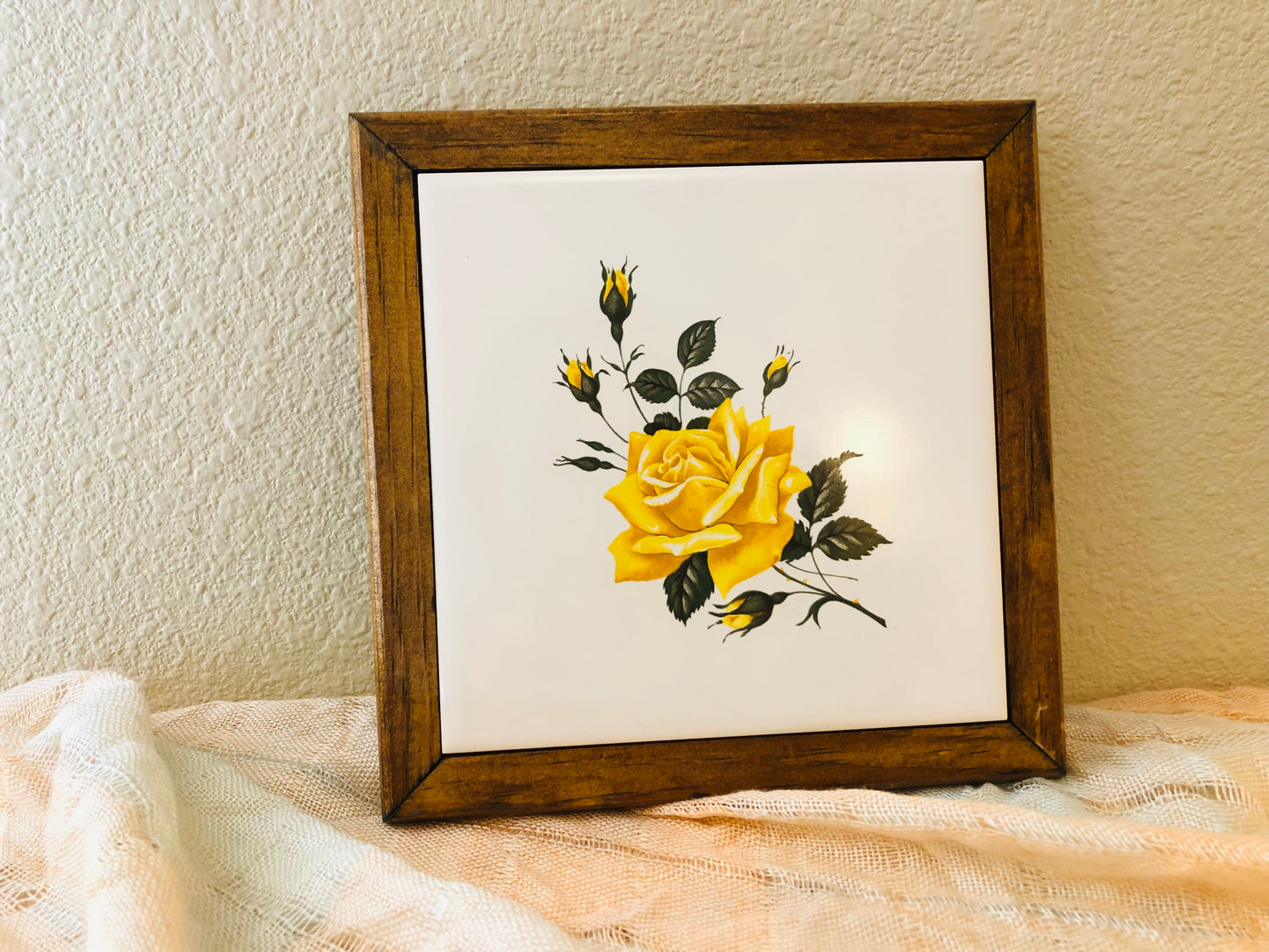 Yellow Rose Tile Trivet - Made In Mexico