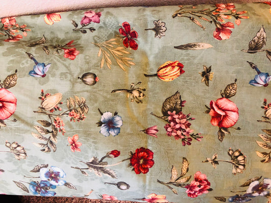 Green Floral Upholstery Fabric - Braemore Design