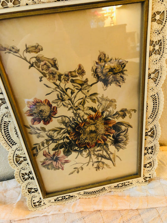 1940s Floral Art with Detailed Frame- I.B. Fischer