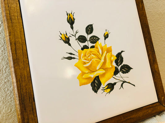 Yellow Rose Tile Trivet - Made In Mexico