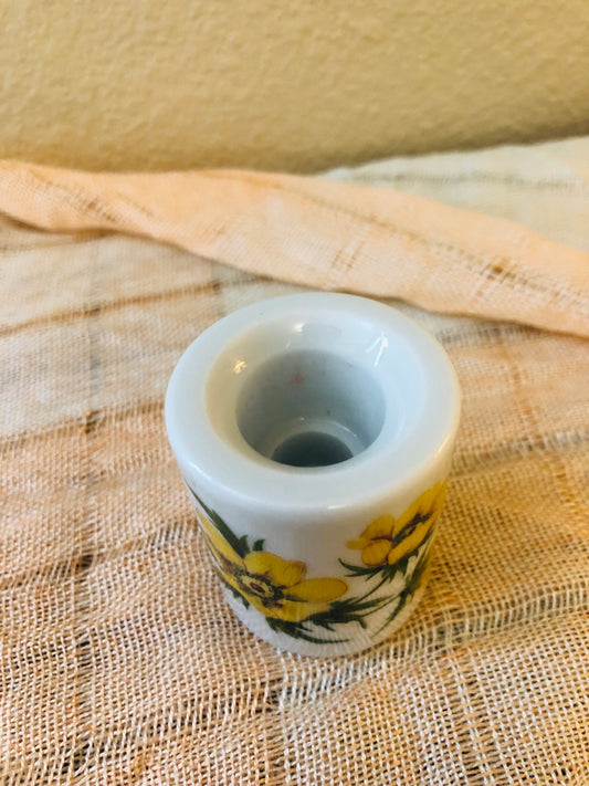 Ceramic Yellow Rose Candle Holder